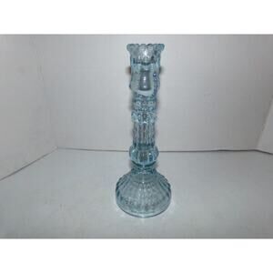 CANDLESTICK LIGHT BLUE GLASS ORNATE HOME DECOR